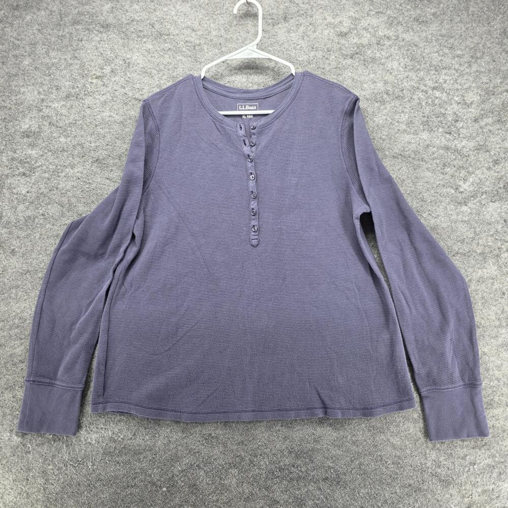 L.L. Bean Shirt Unisex Adults XL Purple Long Sleeve Crew Neck Button Tagless